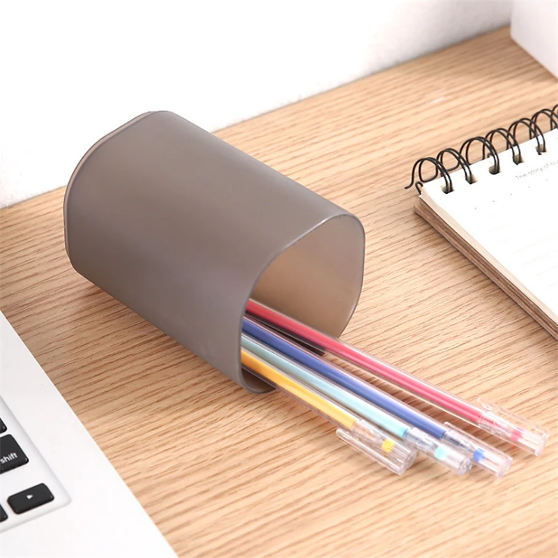 Transparent Desktop Pen Holder Scrub Simple Storage Box Multi-function Office Student Stationery Storage Tube