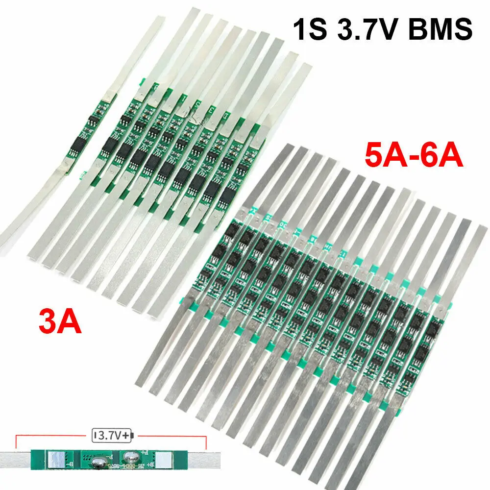 10PCS 1S 3A/5-6A BMS PCB Protection Board For 3.7V 18650 Li-Ion Lithium Battery