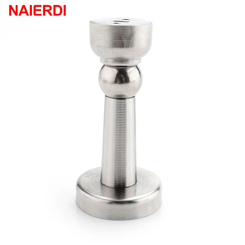 NAIERDI Sliver Stainless Steel Magnetic Door Stop Stopper Door Holder Catch Floor Fitting With Screws For Family Home