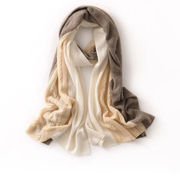 180*80cm Winter 100% Cashmere Scarf Women Outdoor Ski Warm Soft Bandana Women's Scarves 2021 Fashion Stitching Knitted Shawl