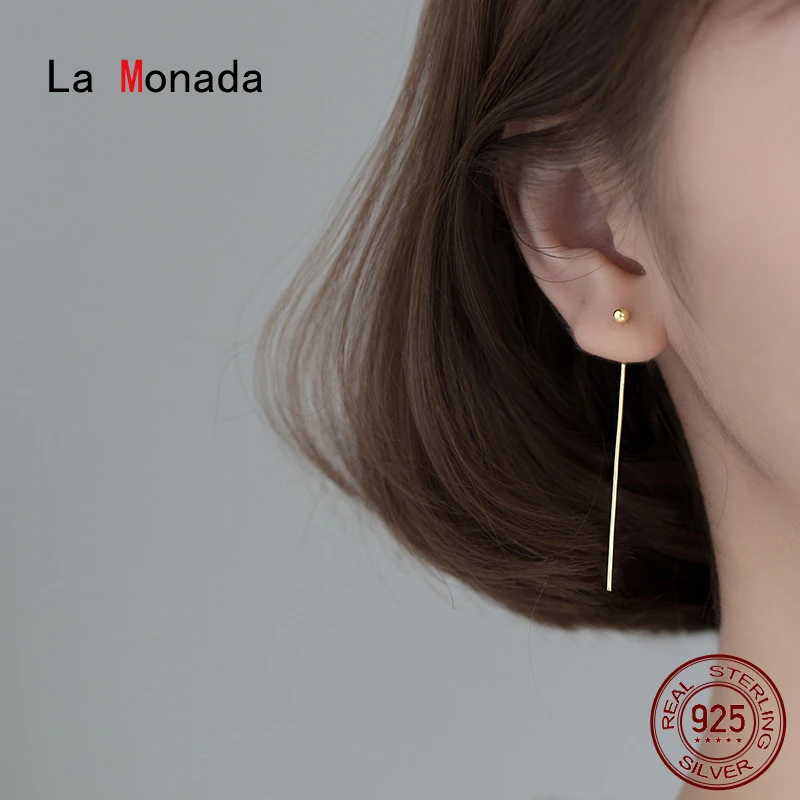 La Monada Women Stud Earrings Korean 925 Sterling Silver Earrings For Women Jewelry Hanging Ball Women's Earrings Stylish Stick