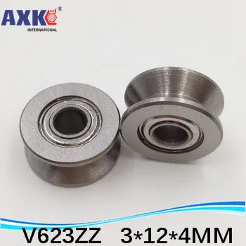 

V623ZZ V groove roller wheel ball bearings 3*12*4 mm embroidery machine pulley bearing V623 623V (Carbon steel)