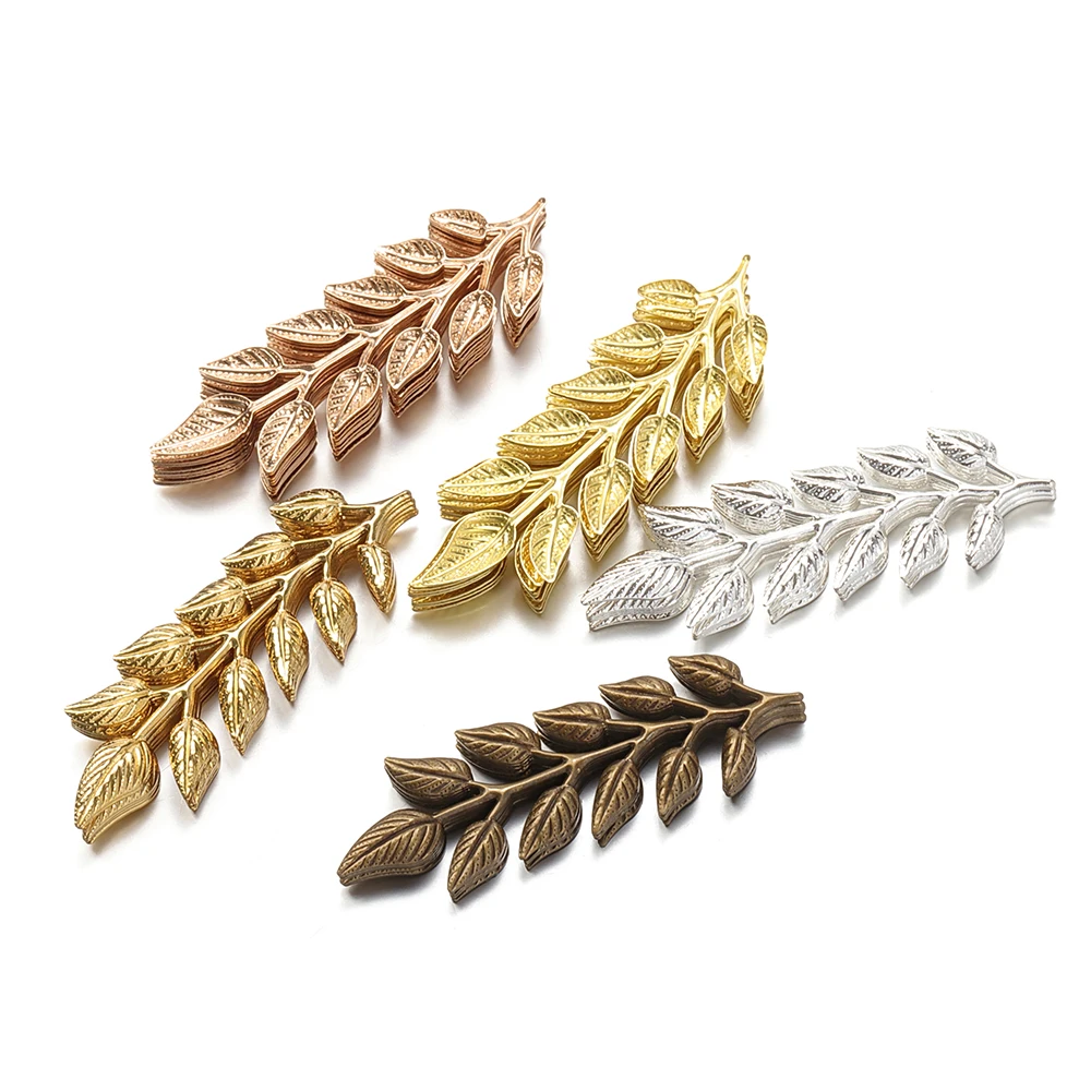 20pcs Gold Matal Leaf Charm 19x64mm Pendants for Hair Sticks Accessories for Jewelry Making Necklace Findings Handmade Craft DIY