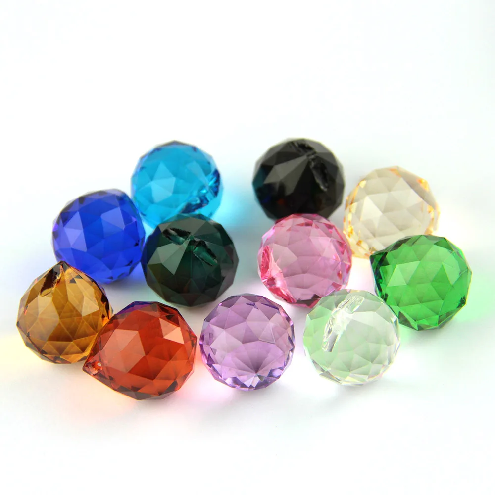 15mm Crystal Faceted Ball 1 Piece Different Color Glass Lighting Prisms Wedding Decorations Chandelier