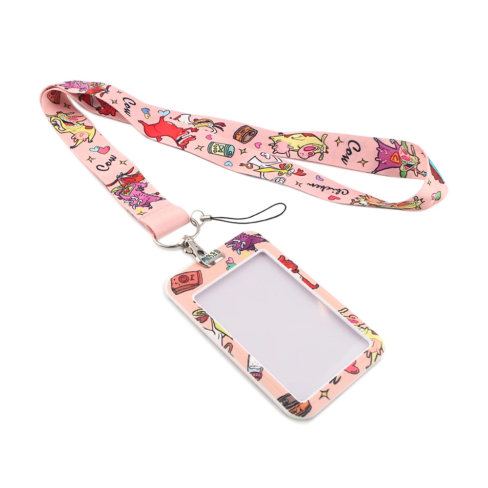LX445 Animal Cow and Chicken Lanyard Card Cover Neck Strap Rope For Mobile Cell Phone ID Card Badge Holder With Keychain Keyring