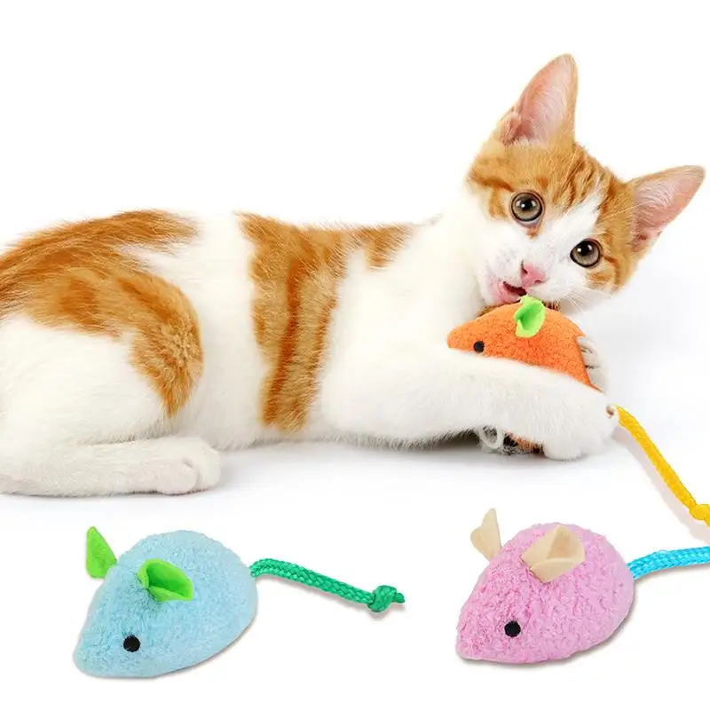 6PCS Cat Mouse Toy Realistic Kitten Chewing Toy Catnip Cat Interactive Kawaii Plush Pet Bite Toy Attractive Pet Supplies