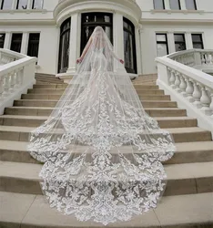 럭셔리 대성당 길이 Bridal Veils 3m/4m/5m Long Vestido De Noiva Longo 웨딩 베일 아이보리 또는 화이트 Bridal Veil