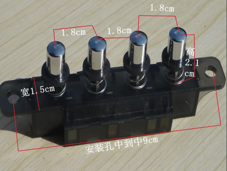 MQ184C AC 250V 4A 4 кнопочный переключатель типа фортепиано для вытяжки диапазона