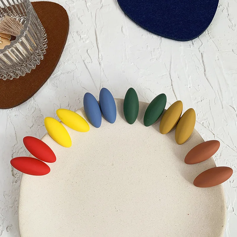 Minar Multi Color Turtle Shell Leaf Stud Earrings for Women Mujer Red Green Black Brown Resin Arcylic Oval Geometric Earrings