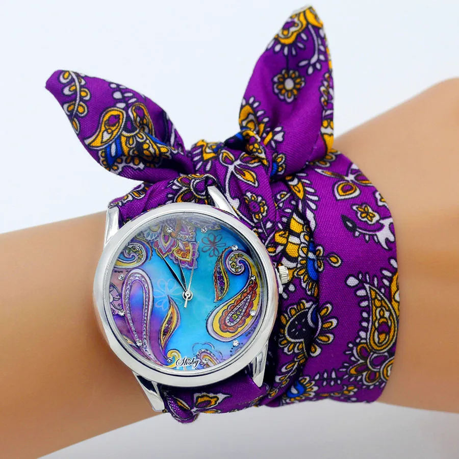 Shsby New Ladies Flower Cloth Wristwatch Fashion Women Dress Watch High Quality Fabric Watch Sweet Girls Bracelet Watch