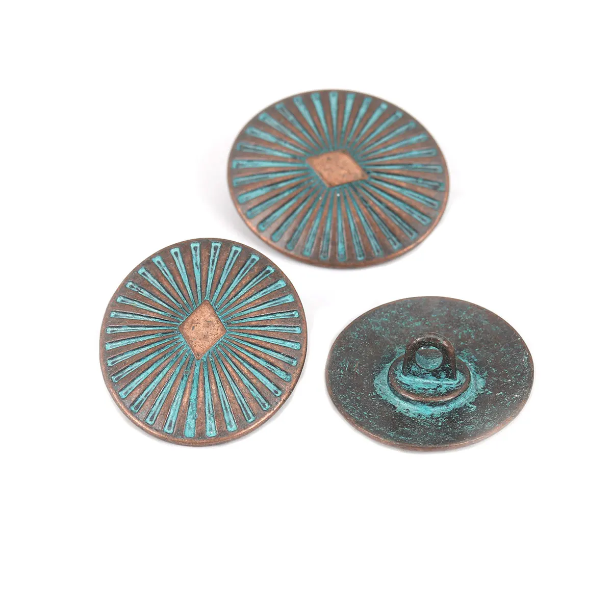 10 PCs Vintage Zinc Based Alloy Oval Round Metal Patina Sewing Shank Buttons Antique Copper Color DIY Clothing Decoration