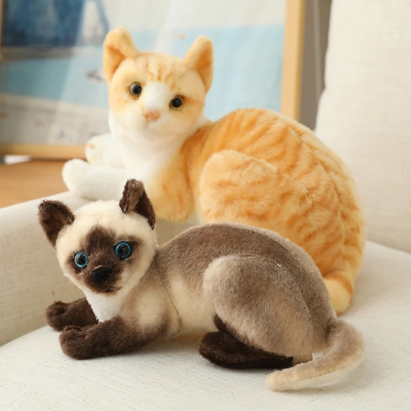 

Simulation American Shorthair Cat Plush Stuffed lifelike Plush Siamese cat Animals Doll Toys For Children Pet Toy Decoration