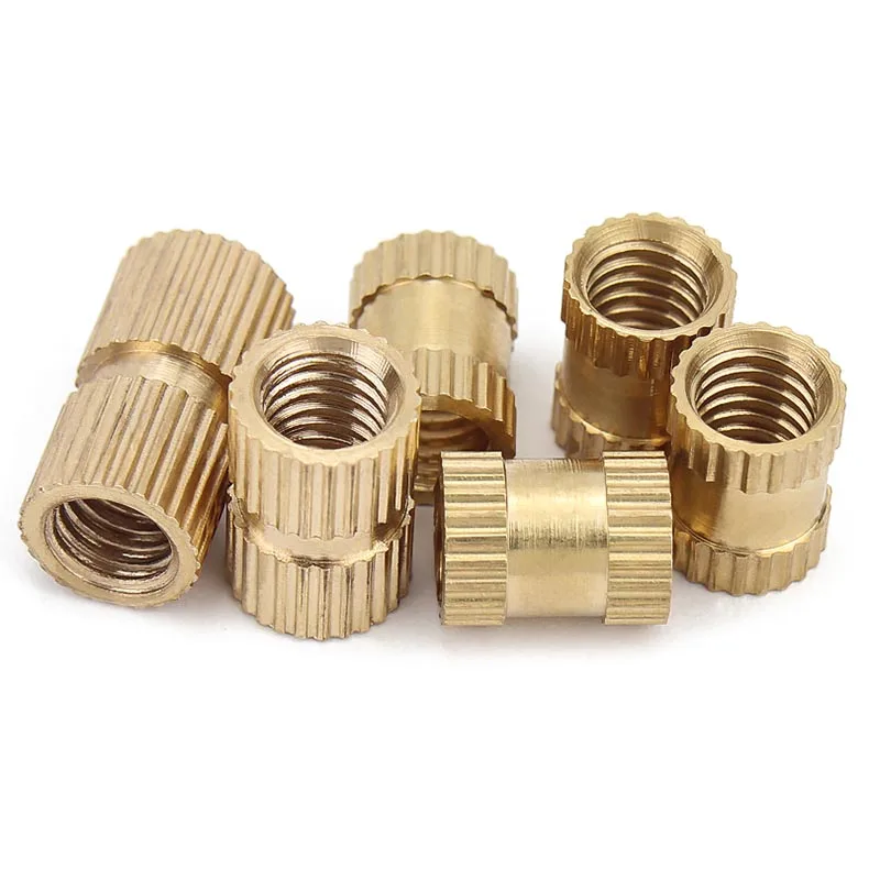 50x M2 M2.5 M3 Nutsert Round Shape Column OD 3.5 4 5mm Solid Brass Pure Copper Metric Thread Injection Molding Knurl Insert Nut