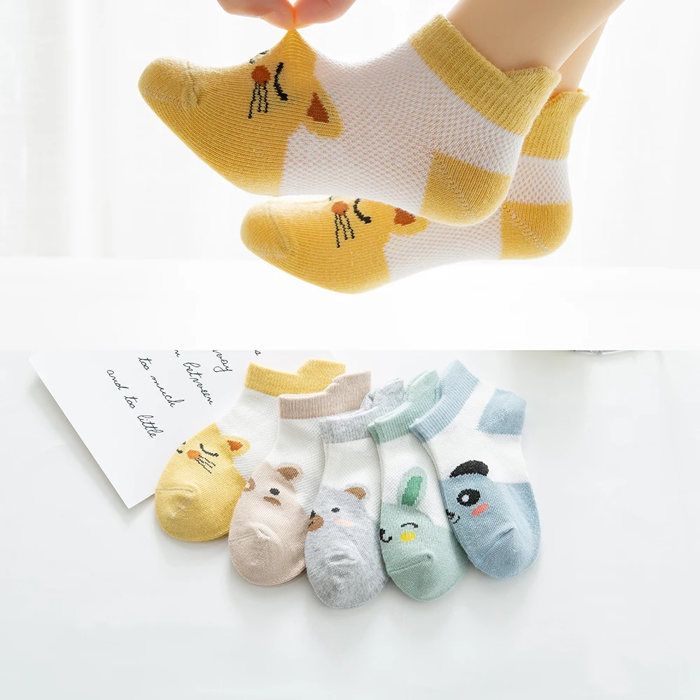 5Pairs/lot2-9Y Baby Socks Summer Cotton Animal Cartoon Kids Socks Girls Mesh Cute Newborn Boys Toddler Socks Baby