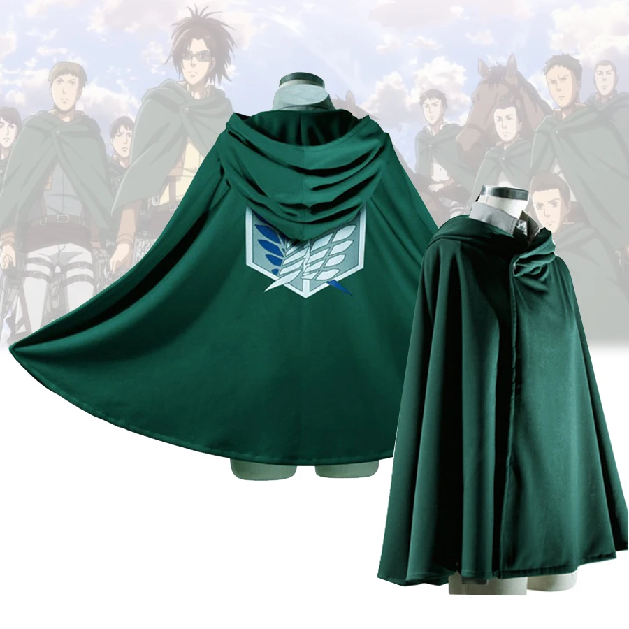 

Anime Attack on Titan Cloak Cosplay Costumes Shingeki no Kyojin Green Cape Hoodie Cloaks Halloween Costume Kids Adult Clothes