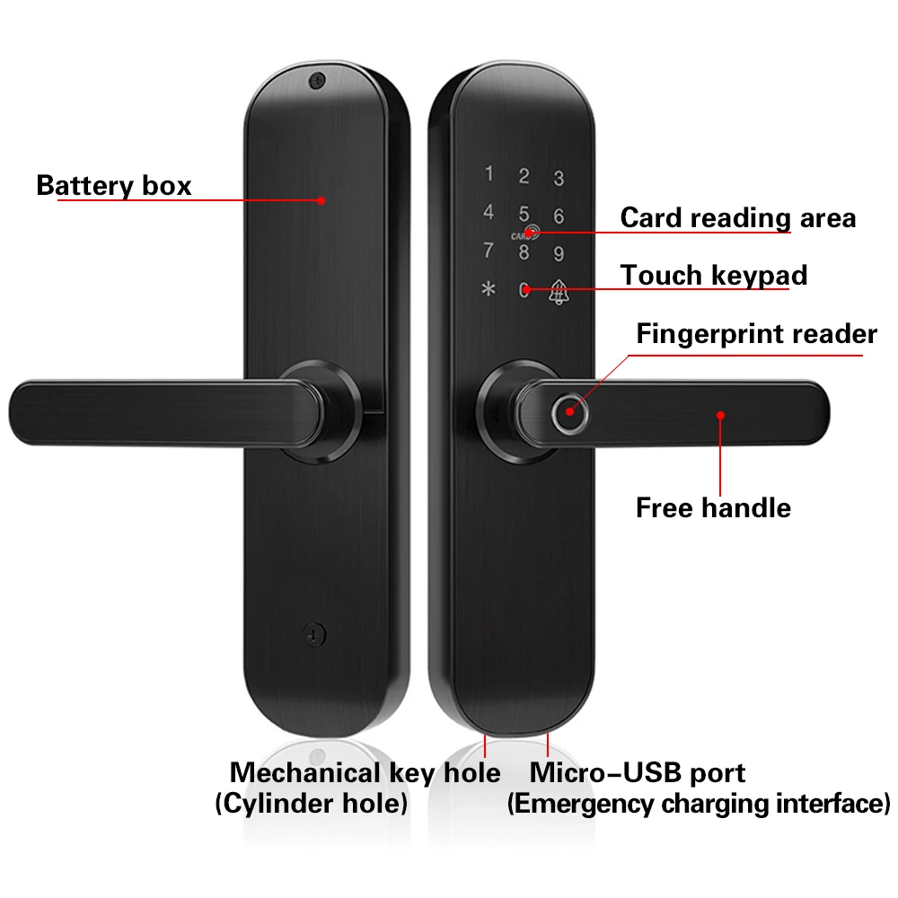 Smart Door Lock WiFi Bluetooth Electronic Digital Fingerprint Lock waterproof with Alexa Google Home TTLOCK APP 18M