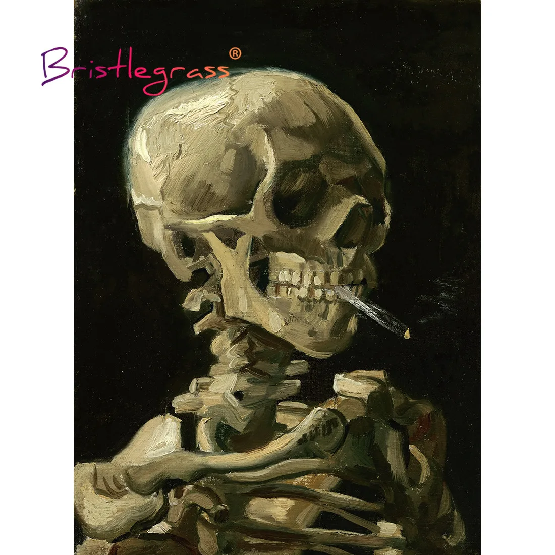 BRISTLEGRASS Wooden Jigsaw Puzzles 500 1000 Pieces Skull Skeleton with Cigarette Vincent van Gogh Educational Toy Painting Decor