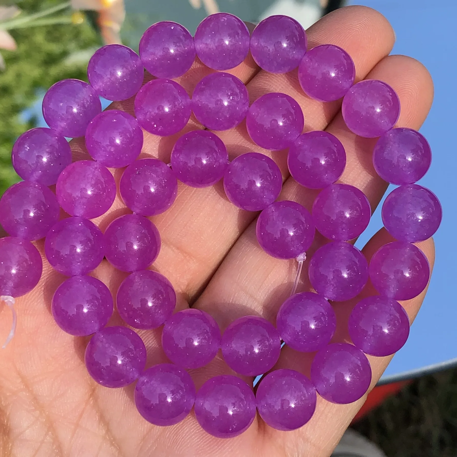 Natural Stone Fuchsia Chalcedony Jades Bead Loose Spacer Mineral Beads For Jewelry Making DIY Bracelet Necklace 4-12mm Pick Size