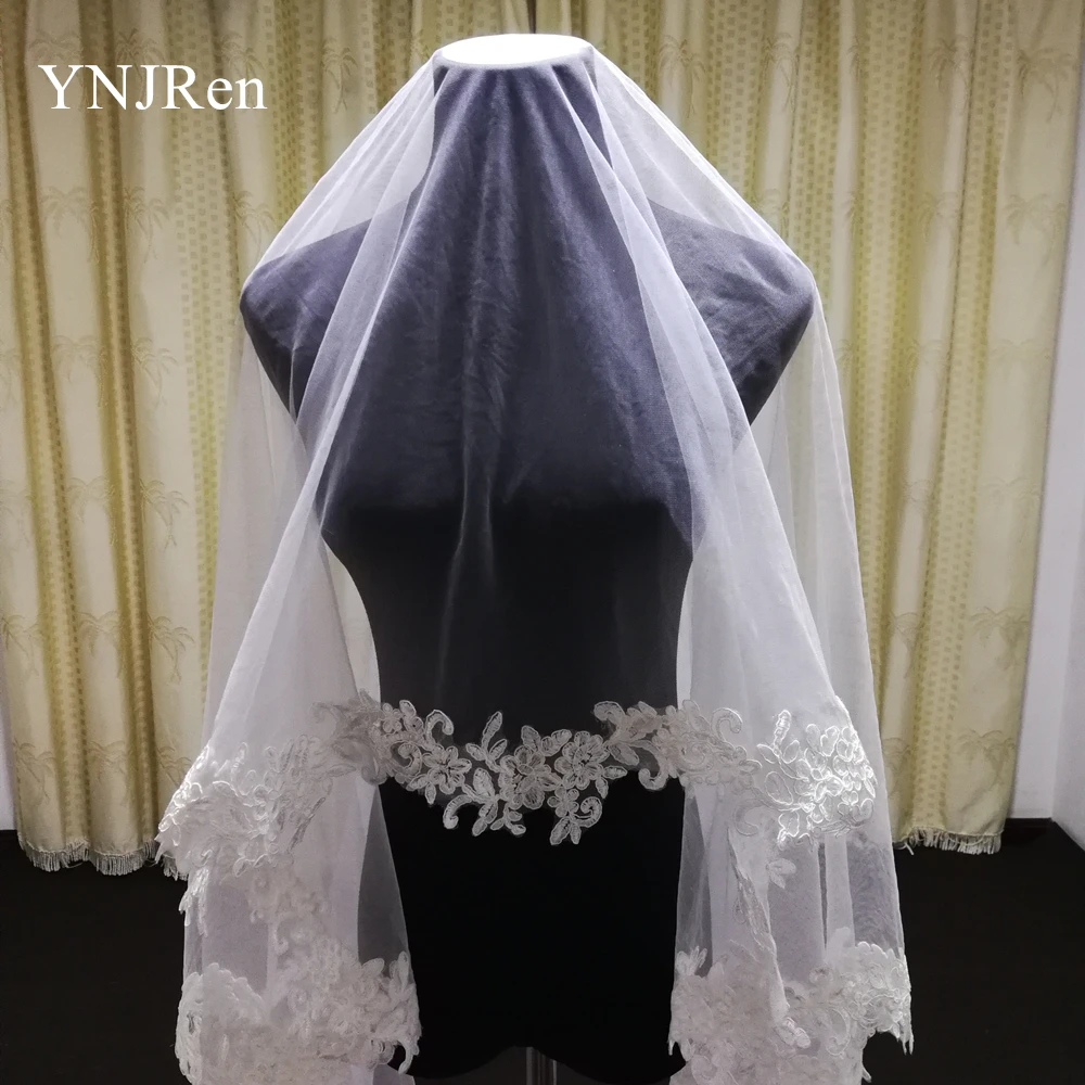 Real Photo 3m Full Lace Edge Cathedral Wedding Bridal Veil White Ivory Veil With Comb Wedding Accessories Cover the face veil