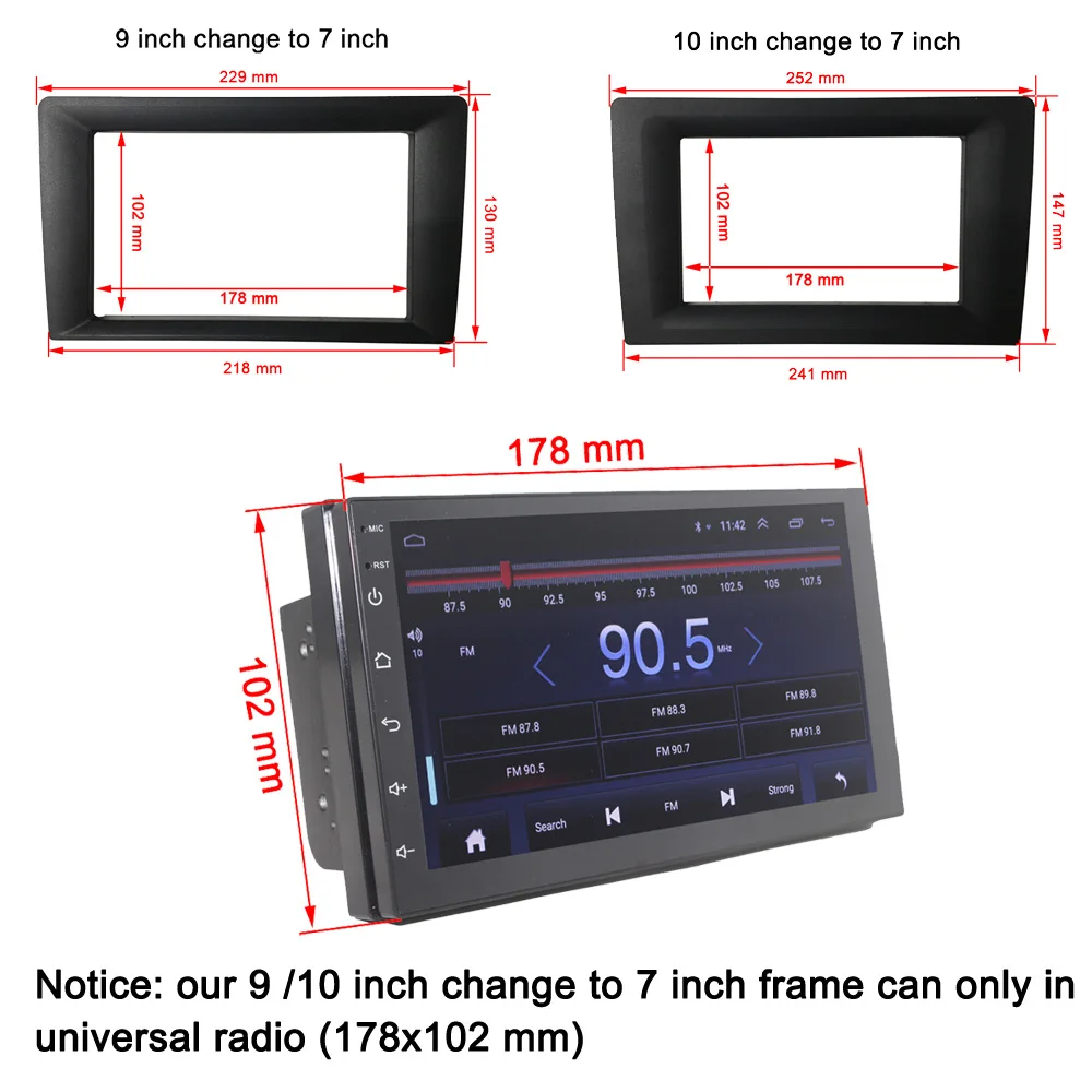 Universal Fascia 9/10 zoll Rahmen ändern zu 7 zoll 2 Din Auto Radio Fascia rahmen auto DVD Dash Kit Installation rahmen Trim Lünette