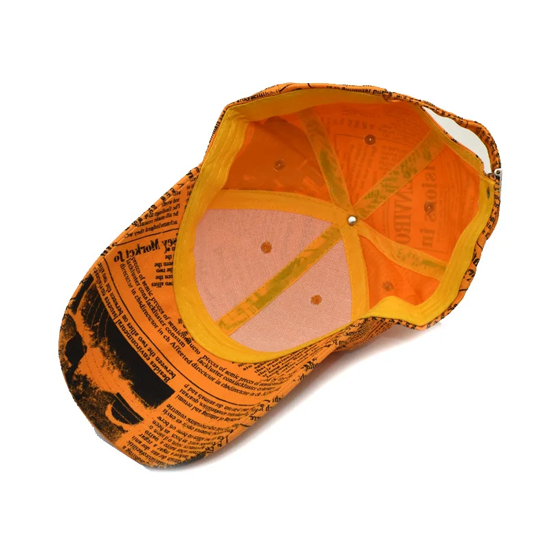 Retro Newspaper Pattern Baseball Cap For Men Women Hat Yellow Graffiti Hip Hop Caps Gorras Hombre Chapeau Femme Hats