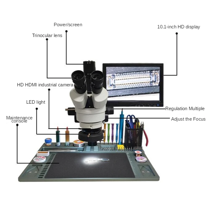 Trinocular electron microscope welding disassemble workbench motherboard circuit board inspection Stereo Zoom Big table