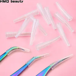 10 Pcs Grafting Eyelashes Tips Covers Tweezers Silicone Cases Falling Bad Tweezers Sets Eyelashes Auxiliary Tools