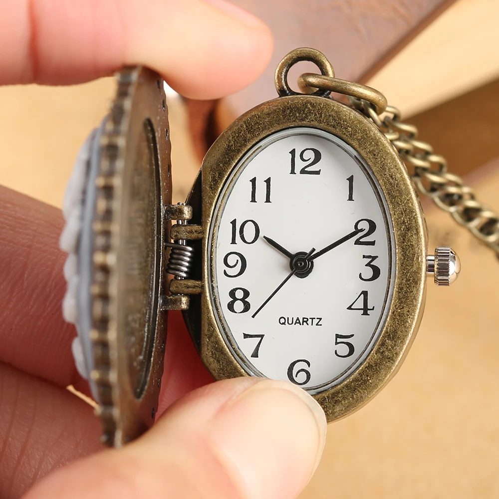 Fata collana di fiori di rosa per le donne ragazze orologio da tasca al quarzo femminile regali per la fidanzata catena di orologi con ciondolo Vintage antico