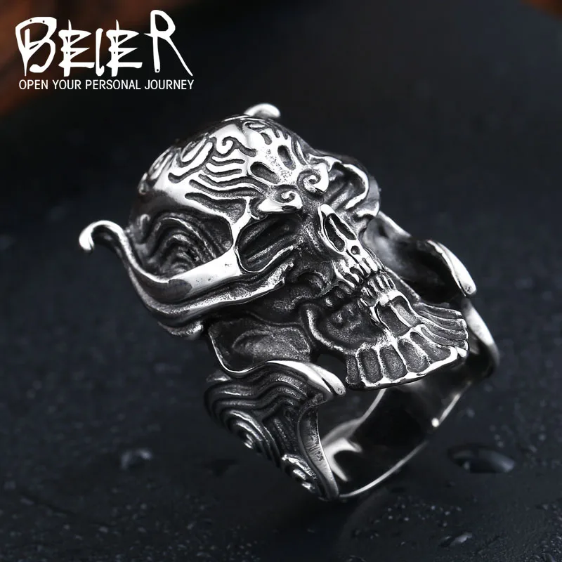 Beier new store 316L Stainless Steel ring top quality  House Stark of Winterfell skull mask Ring LLBR8-166R