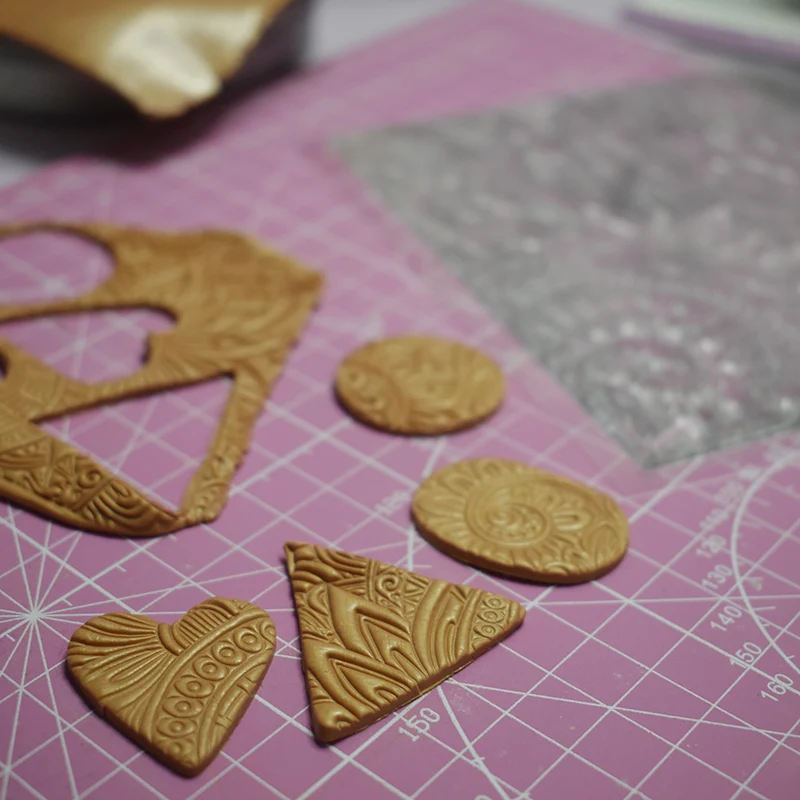 Pottery Embossing Tool Mandala Pattern Texture Stamp Sheets Flower Shape Individual Diy for Ceramic Polymer Clay Tool Supplies
