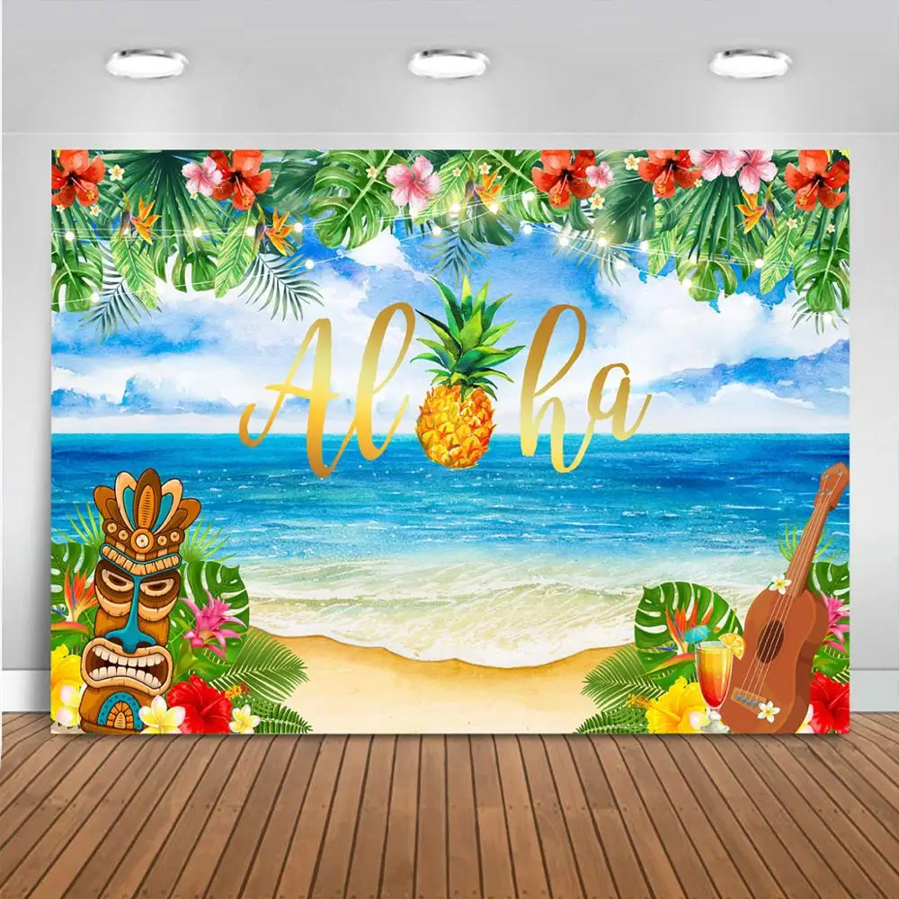 Verão aloha luau festa pano de fundo tropical praia havaiana fotografia fundo musical festa de aniversário do chuveiro do bebê decoração