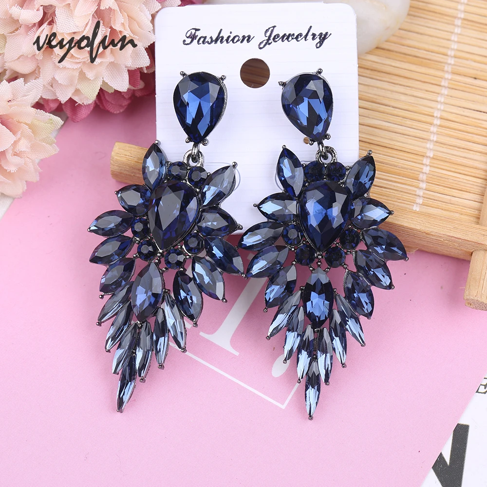 Veyofun Luxury Crystal Dangle Earrings Geometry Drop Earrings For Woman Fashion Jewelry New