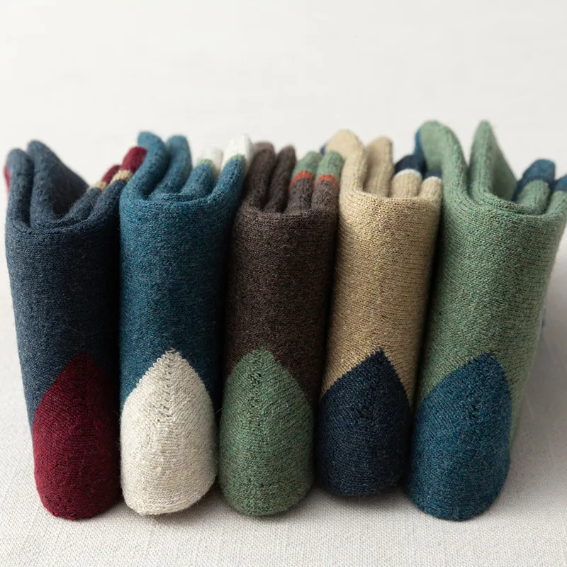 5 Paar/Set Herren-Wollsocken, verdickt, für Herbst und Winter, warm, atmungsaktiv, Business-Terry-Socken, lange Herrensocken, hohe Qualität, neu – Detail 4