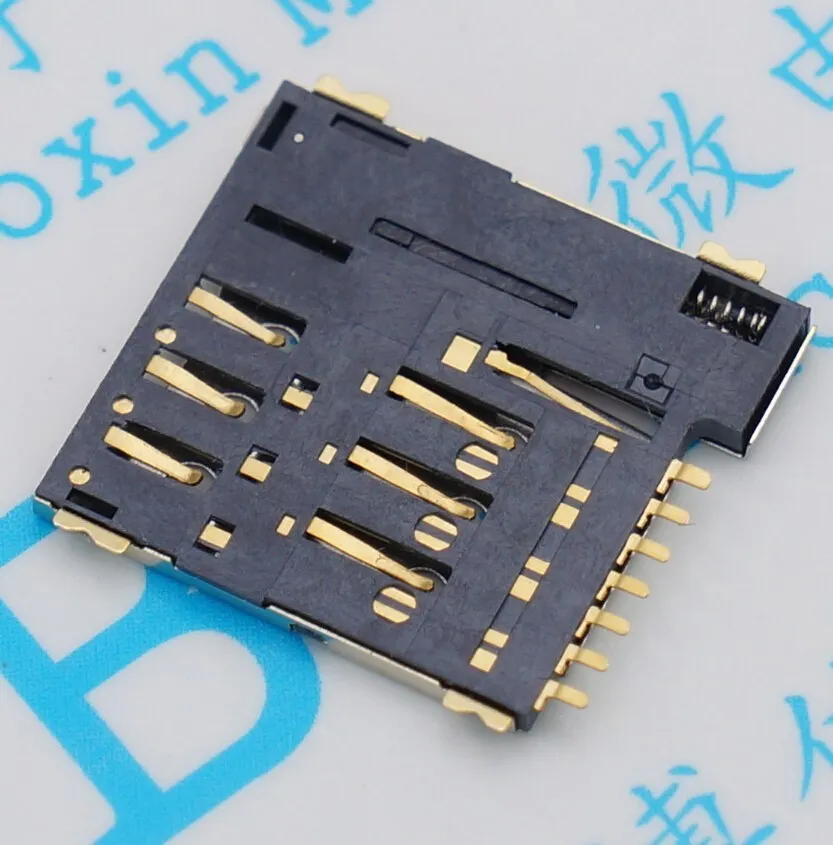 7P 7-Pin Micro Sim Card Slot Socket Adapter Connector Gold Plating Hoge Kwaliteit Push En Zelf-elastische Voor Pcb Board Telefoon