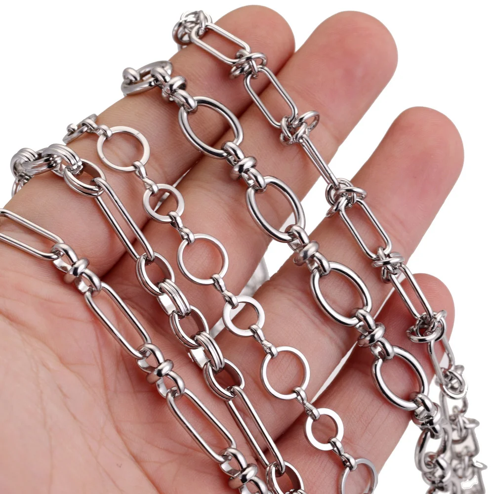 1 Meter Do not fade Stainless Steel oval Chunky Knot Hip hop Punk Chain DIY Jewelry Handmade Necklace Bracelet Chains Supplies