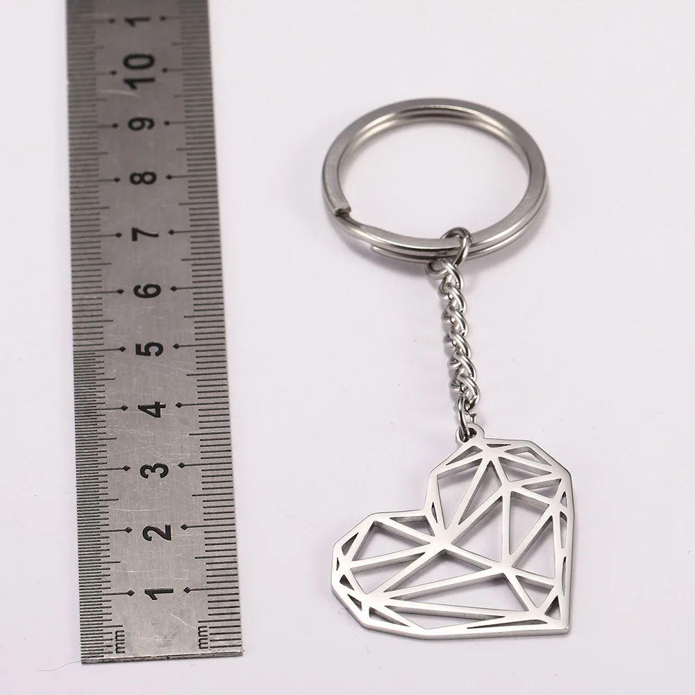 SKYRIM Fashion Hollow Heart Charm Car Keychain Keyring Women Stainless Steel Key Chains Holder Pendant For To Bag Gift