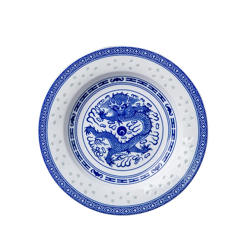 2pcs/lot Chinese Vintage Blue and White Porcelain Food Plates Jingdezhen Ceramic Round Dinner Plate Kitchen Porcelain Utensils