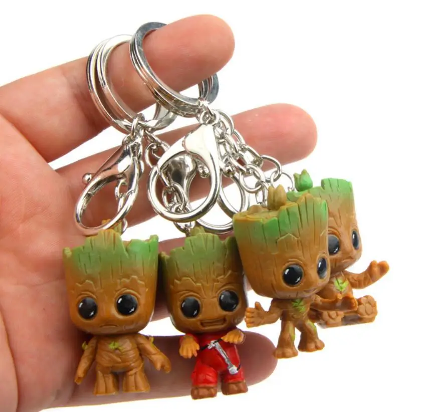 4Pcs Cute Disney Movie Guardians of the Galaxy Action Figure Groot Tree Man Treeman Model Collection Keychain Toys