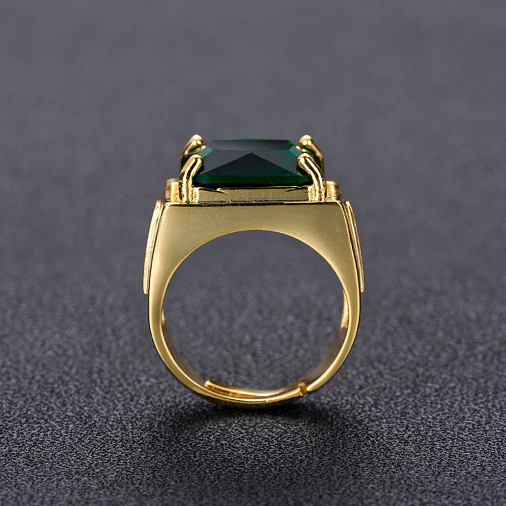 Vintage green crystal emerald gemstones diamonds rings for men 18k gold color bague jewelry bijoux fashion accessories gifts new