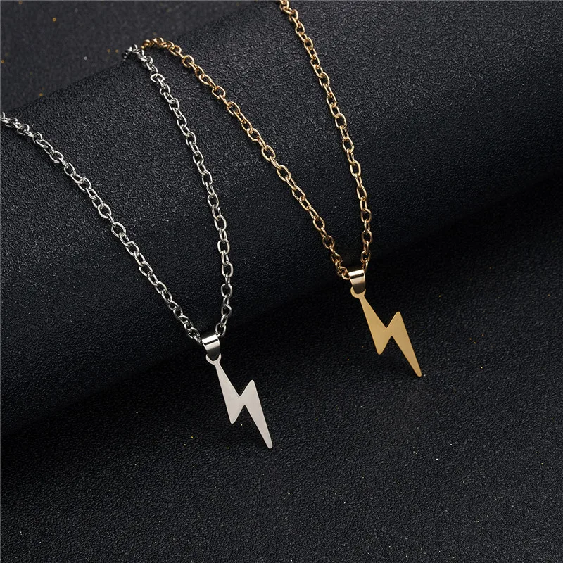 Rinhoo Hot Lightning Necklaces For Women Stainless Steel Long Chain Protection Choker Necklace Girlfriend Lover Gifts Pendants