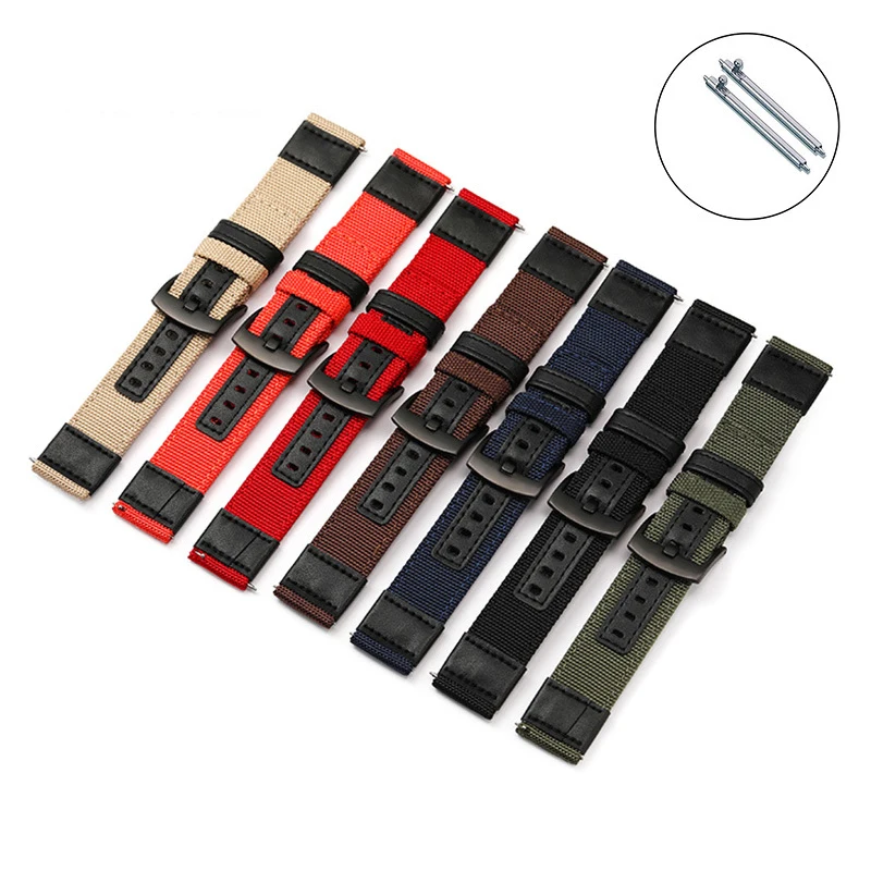 Watchbands 18mm 24mm 22mm 20mm watch strap Nylon leather extension strap For Samsung S3/Huami Canvas strap