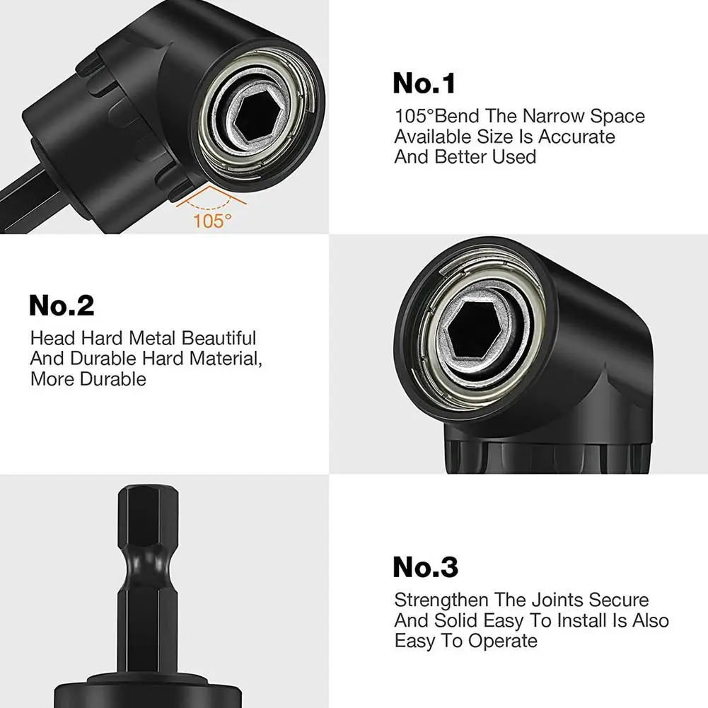 Đa Năng Tác Động Cao Cấp Ổ Cắm Adapter Góc 105 Độ Khoan/360 Độ Chuôi Lục Giác Lái Xe Hơi Dụng Cụ Vặn Vít Phụ Kiện