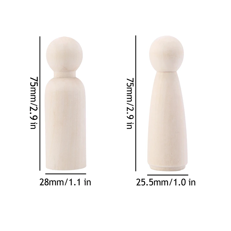 Wooden Peg Dolls Set, 5PCS for DIY Decoration