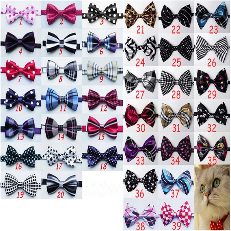 50pcs/Lot Dog Accessories Small Dog Bow Tie Soft Material Cat Bow Tie Collar Adjustable Cute Tie Bow Different Breed