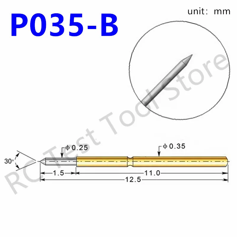 20/100PCS P035-B Spring Test Pin P035-B1 Spring Test Probe PA035-B needle Dia 0.35mm Length 12.50mm Detection Tool Pogo Pin