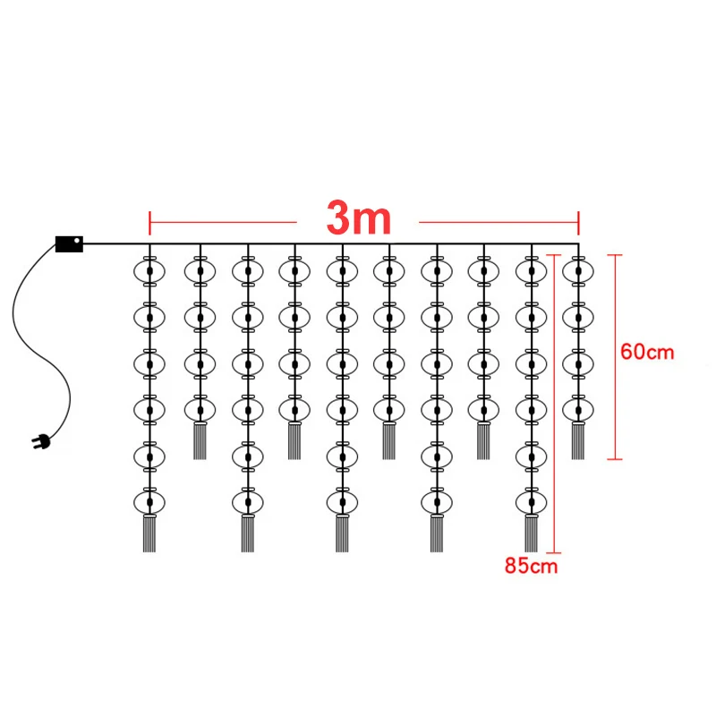 Cadena de luces LED para cortina de ventana de Año Nuevo, lámpara de hadas de interior alimentada por enchufe o batería de 4,5 M, decoración de lámpara de guirnalda de Año Nuevo Chino