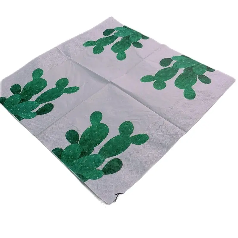 33cm 20pcs/lot Plant Theme Cactus Mexican Style Napkins Paper Decoupage Servilletas Vintages Table Tissues Party Home Decor