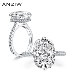 ANZIW Fashion 925 Sterling Silver 10x14mm Big Cushion Cut Halo Engagement Ring Simulated Diamond Wedding Bridal Ring Jewelry