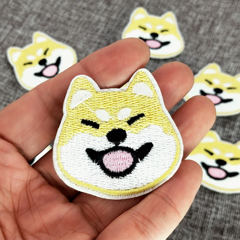 Cute Happy Dog Embroidered Appliques Iron on Patches for Clothing Stickers for Kids Children Clothes Jacket Badges Hippie Patch