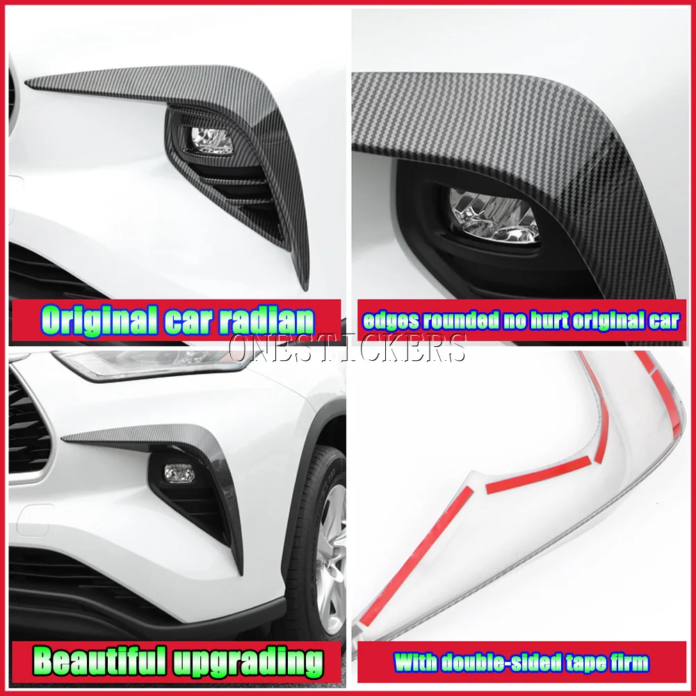 For Toyota Highlander XU70 2021 2022 Car Accessories Body Front Bumper Lip Splitter Spoiler Fog Lamp Foglight Cover Trim Strips
